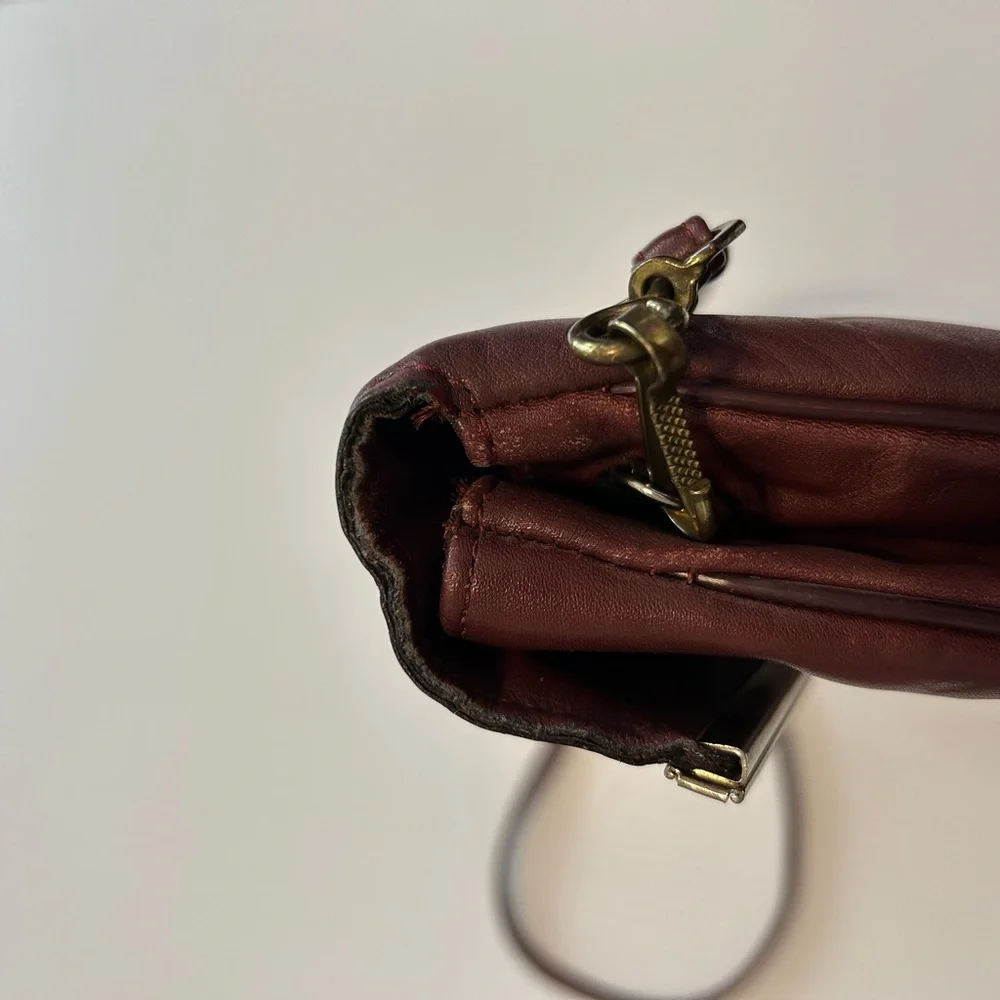 Etienne Aigner Vintage Burgundy Monogram Purse With Strap - Picture 10 of 12